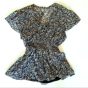 { Chenault } Silk, Tie Front Blouse Sz XL